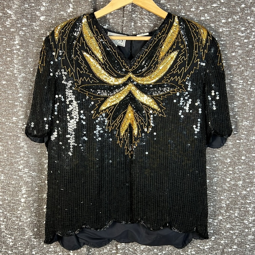Vintage Stenay Sequined Shirt Top NYE Formal‎ Party